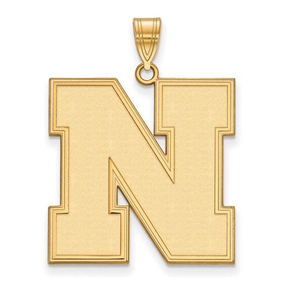 14k Yellow Gold U. of Nebraska XL Initial N Pendant
